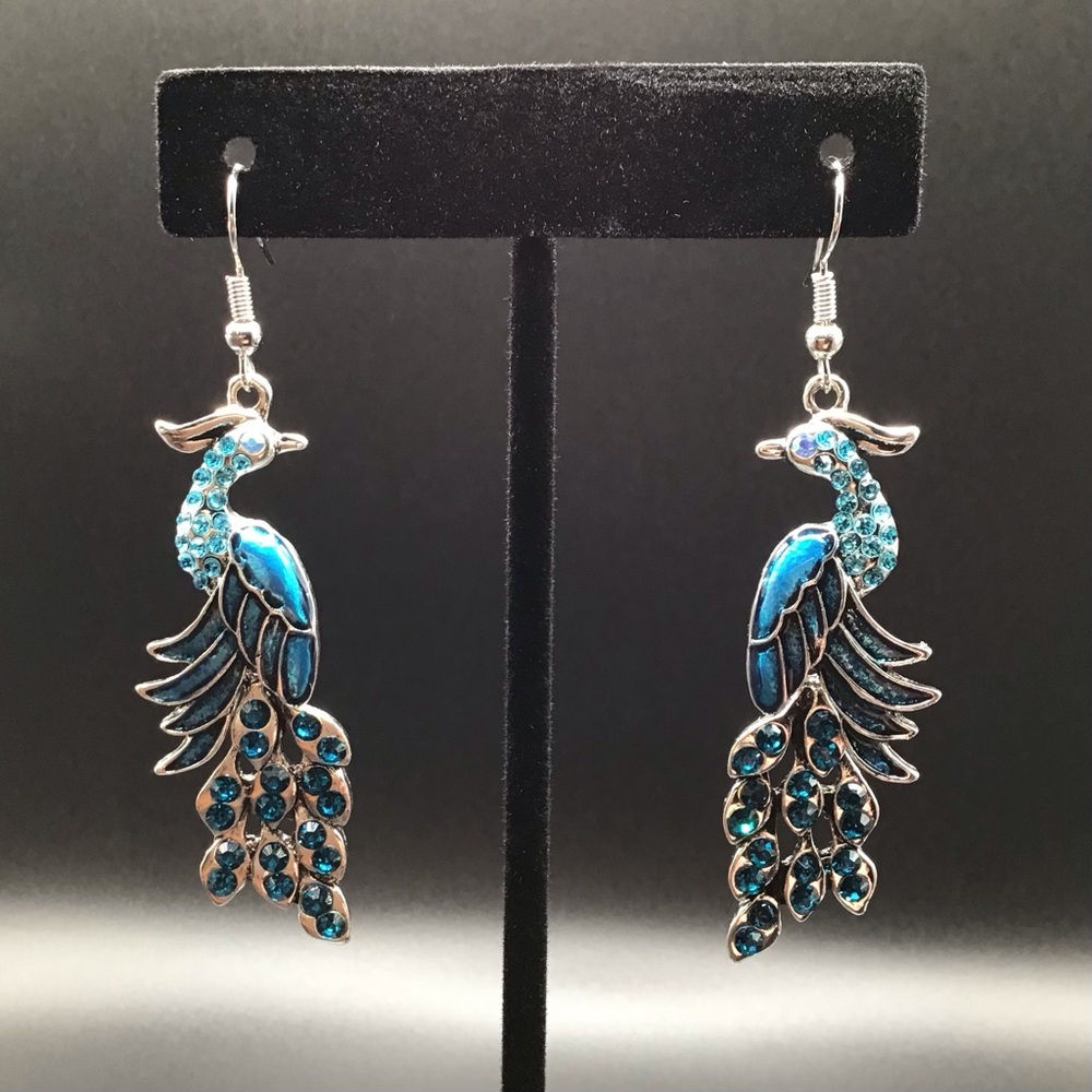 Rhinestone Peacock Earrings